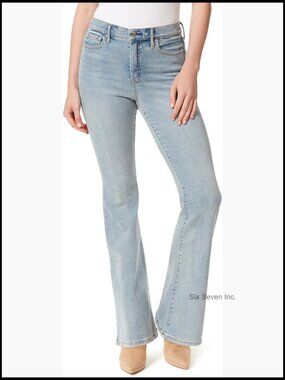 High Rise Fitted Flare Jeans with Belt Loops and Pockets